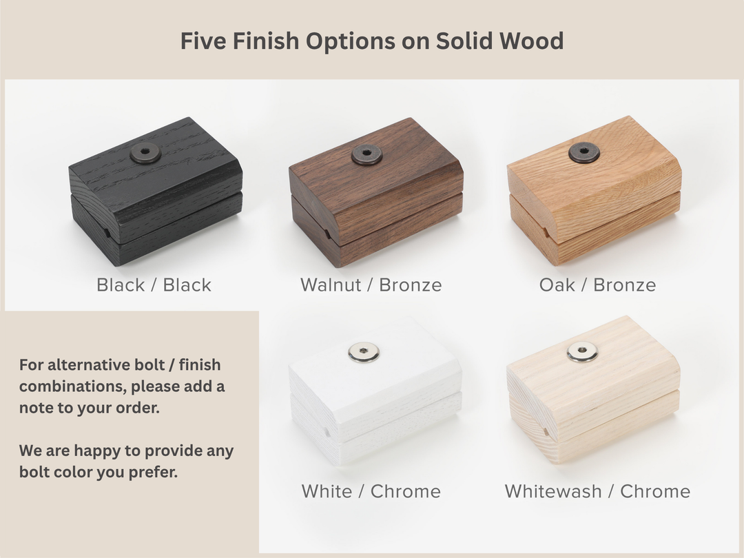 five finish options displayed with an option for type of bolt