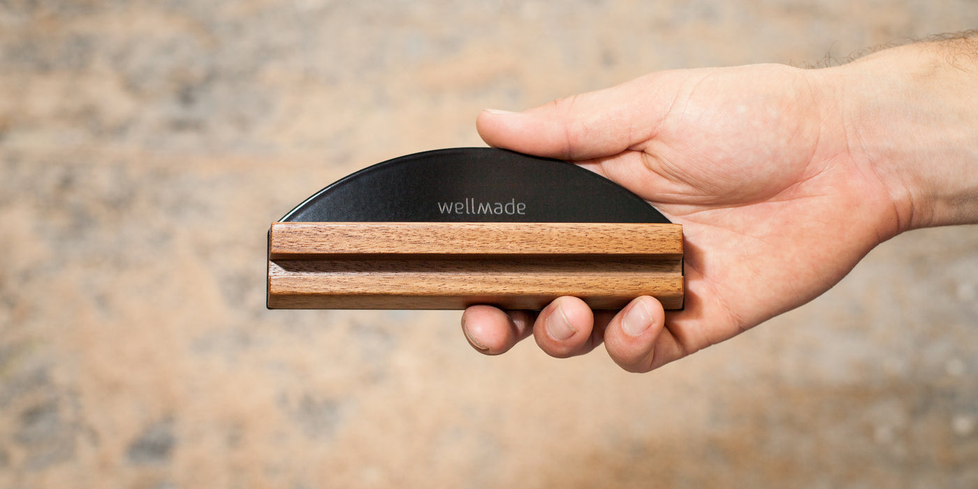 tabletop record display in hand