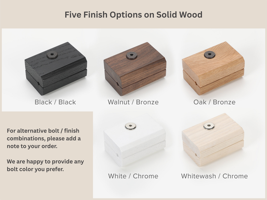 five finish options displayed with an option for type of bolt