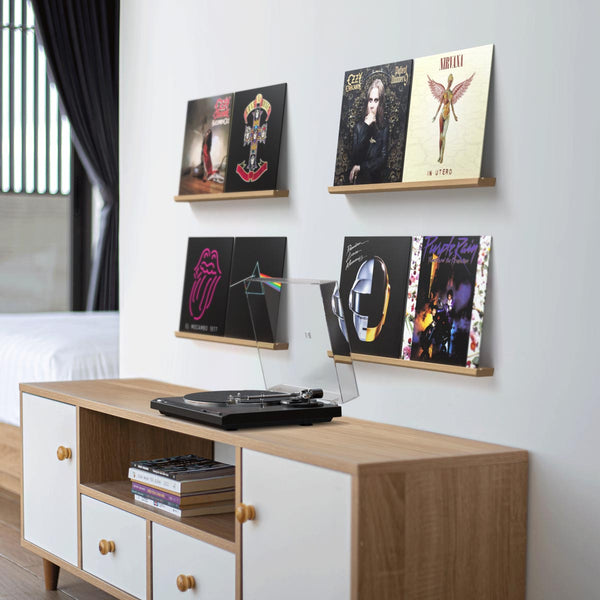 Slimline solid oak wall mounted vinyl record holder  Vinyl record holder,  Wall vinyl decor, Vinyl record display